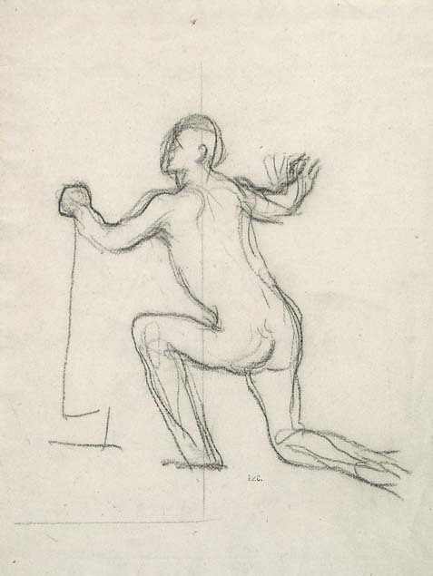 Pierre Puvis de Chavannes, half kneeled figure